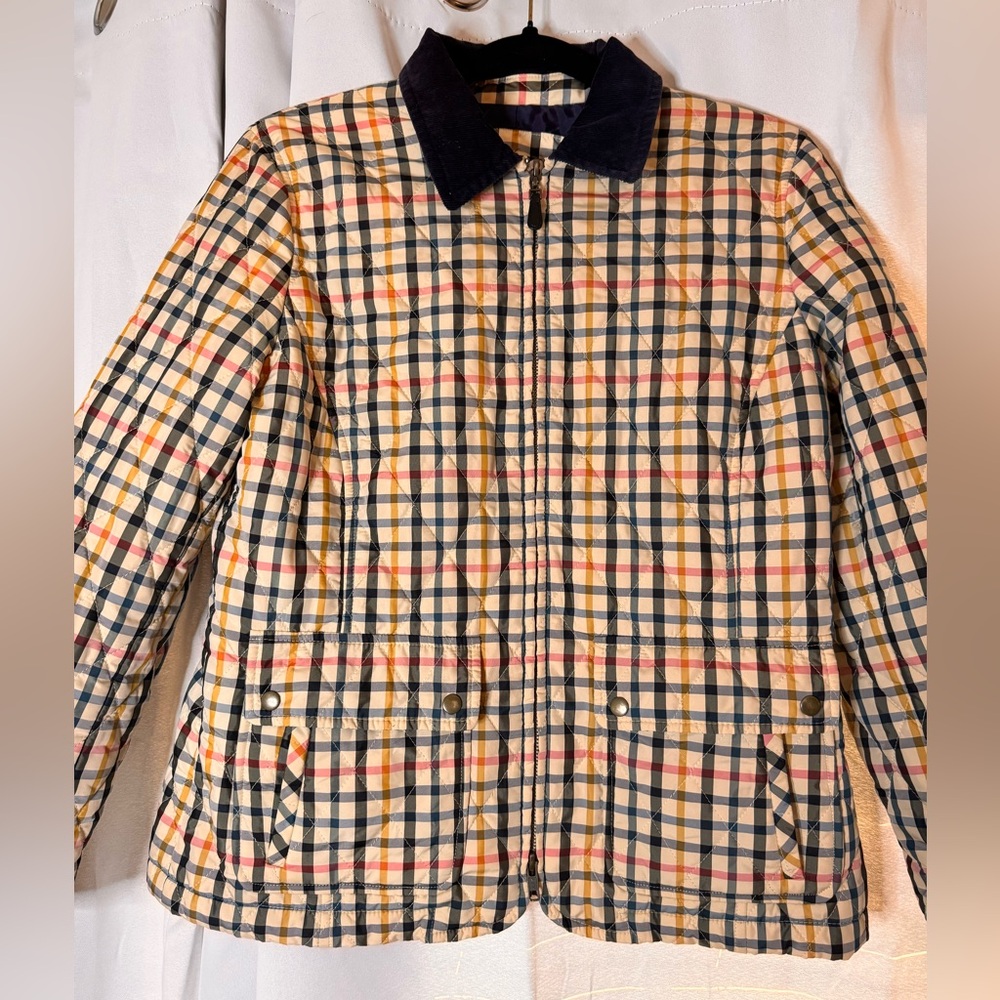 TALBOTS Petite Quilted Plaid Zip Front Light Jacket - Picture 2 of 12
